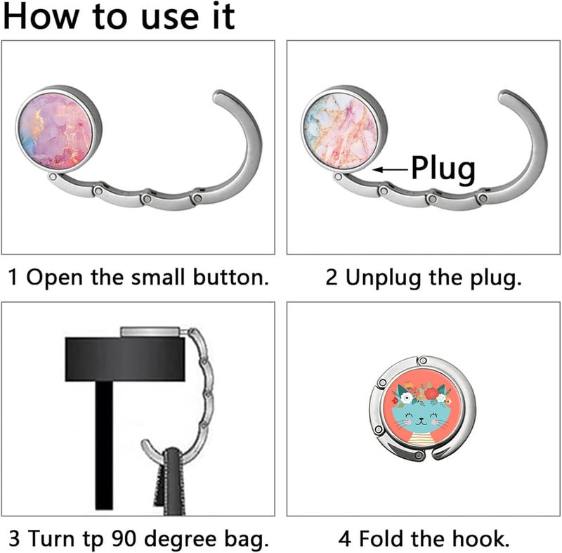 ZHENBAOLAI Foldable Purse Hook, Folding Handbag Hanger Bag Table Hook for Women and Girls(0A-3P Cute Animal) - Image 2